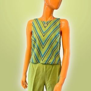 TINA HAGEN Cross Back Striped Shantung Top